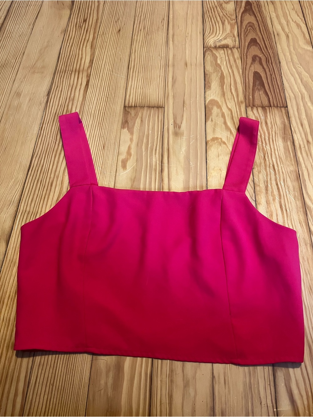 Lulu's Bright Pink Square-Neck Crop Top